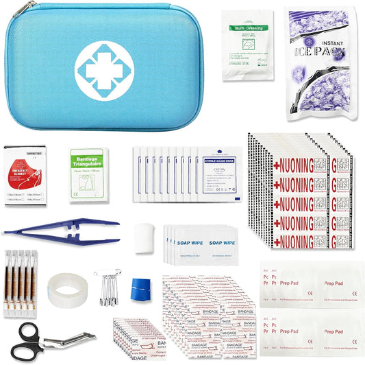 276PCS Small Travel First Aid Kit Supplies for Business, First Aid Kits Backpacking Essentials Items Trauma First Aid Survival Kits for Home Outdoor Adventure, Blue AMORNING