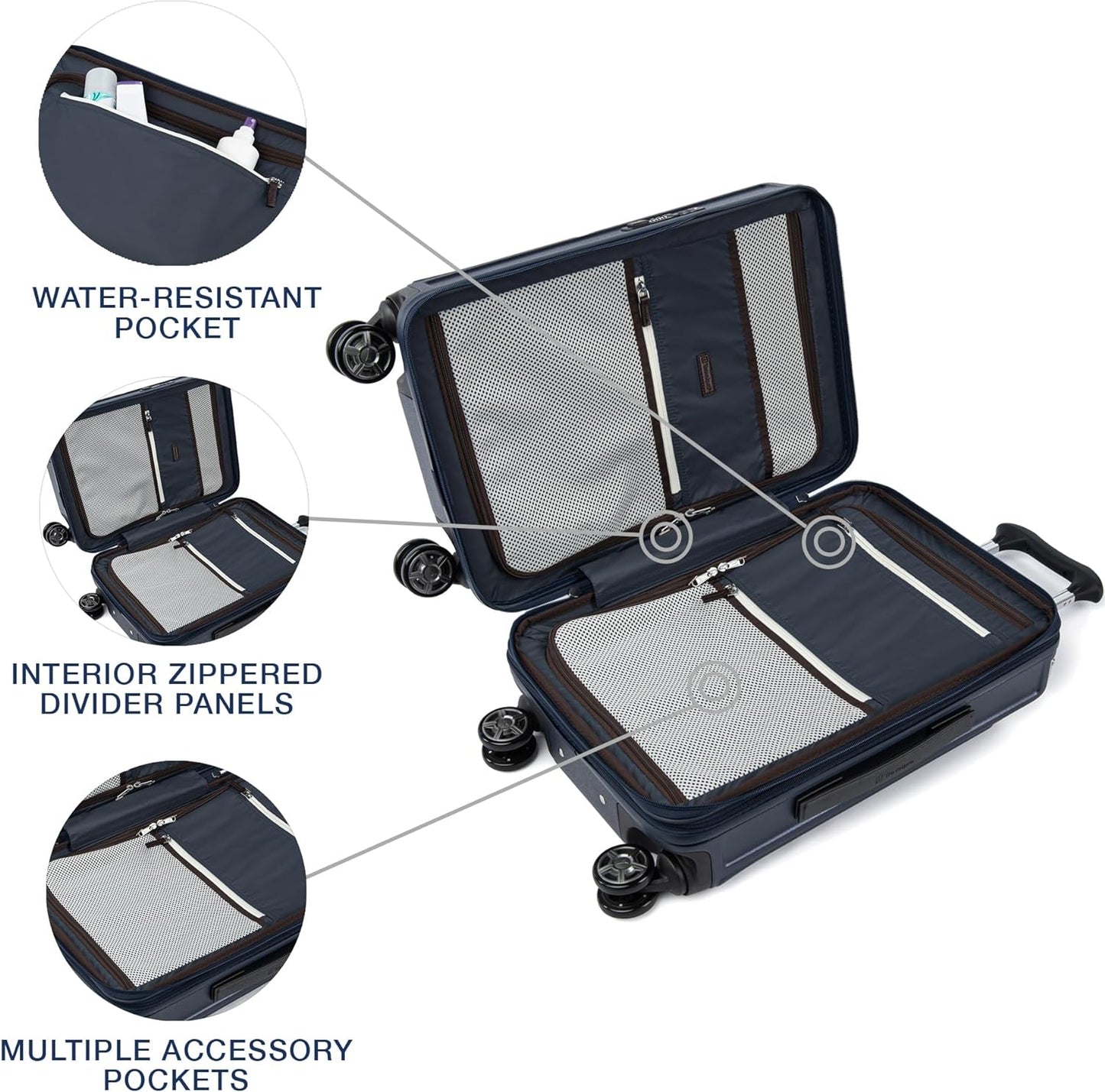 Travelpro Platinum Elite Hardside Expandable Carry on Luggage, 8 Wheel Spinner, TSA Lock, Hard Shell Polycarbonate Suitcase, True Navy Blue, Compact Carry on 20-Inch