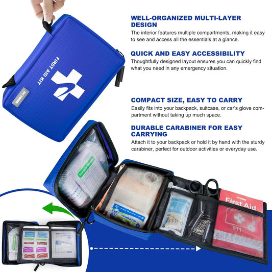 300 PCS First Aid Kit for Home, Car, Travel, Camping, Hiking, Truck, Office, Businesses, Sports & Outdoor, Premium Waterproof Compact Trauma Medical Kits for Any Emergencies