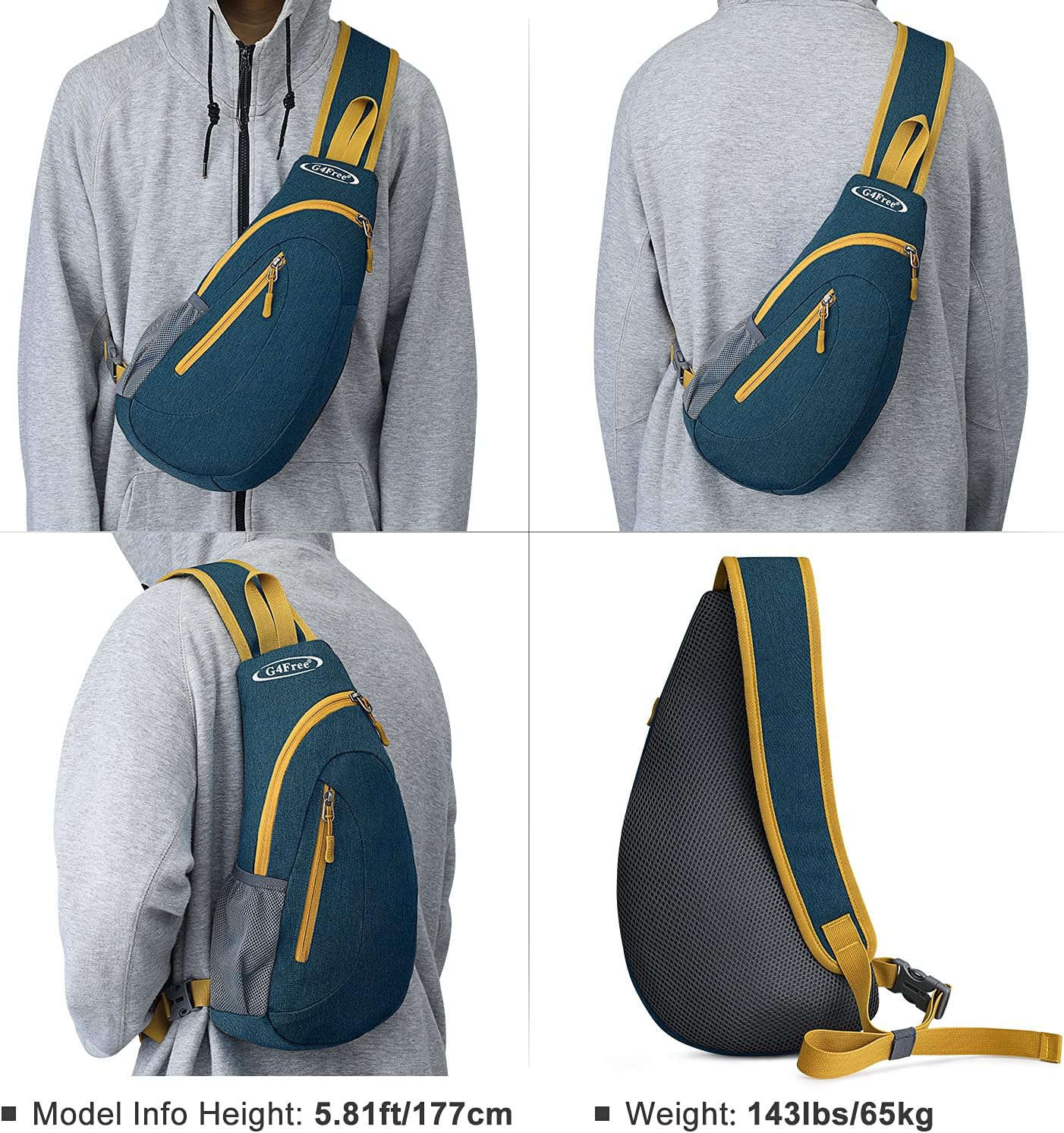 G4Free Sling Bag for Men Women, Small Crossbody Backpack Lightweight Chest Shoulder Bags for Travel, Outdoor and Sports (Dark blue)