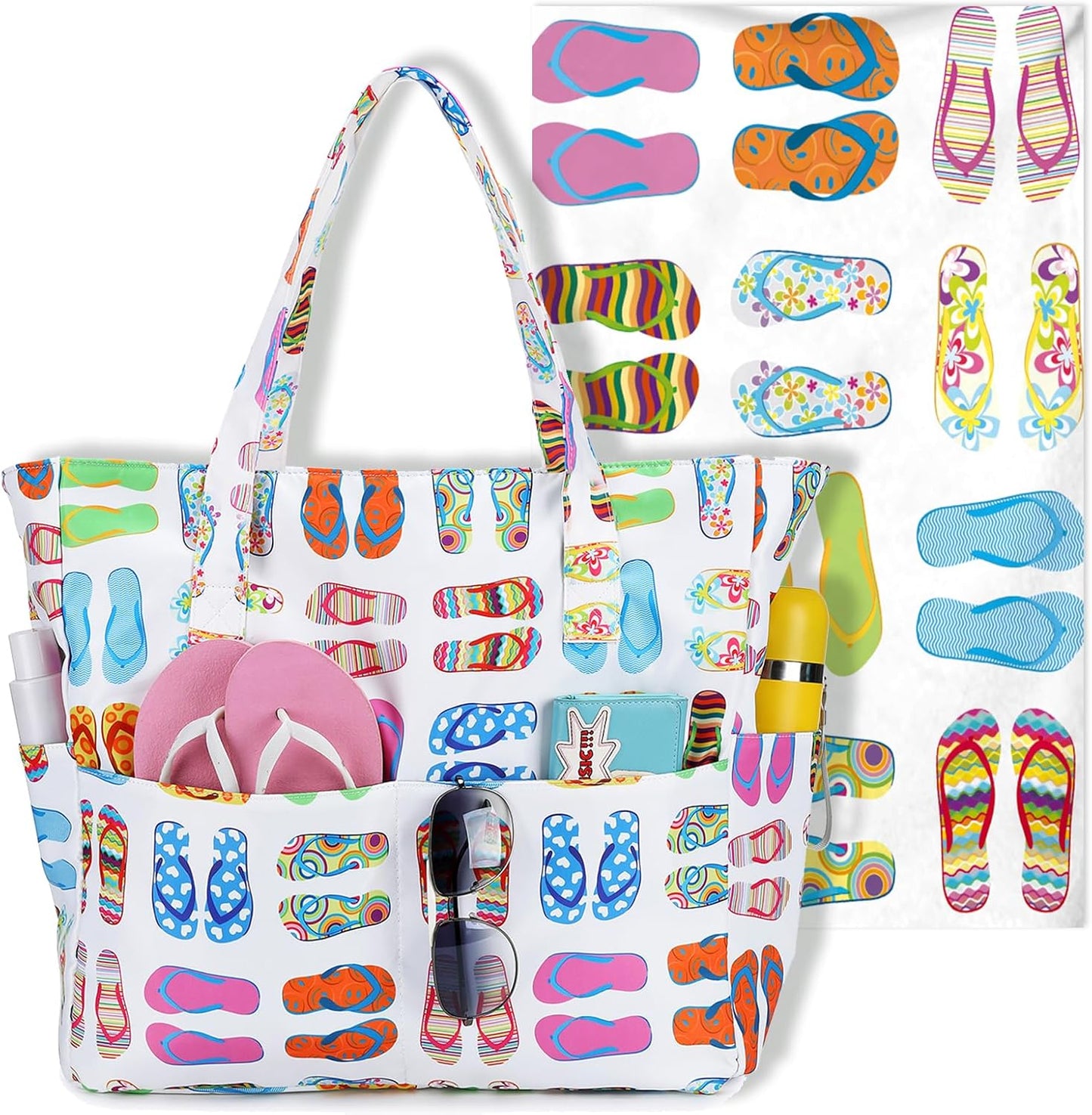 Waterproof Beach Tote Pool Bags for Women Ladies Extra Large Gym Tote Carry On Bag With Wet Compartment for Weekender Travel