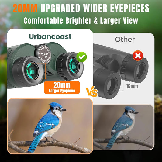 12x32 Compact Binoculars for Adults and Kids - High Powered Lightweight Small Binoculars with Large View - Super Bright Waterproof Binocular for Bird Watching Travel Cruise Ship Hiking Sports Concert