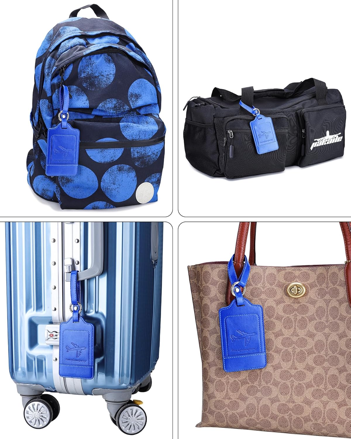 Teskyer Luggage Tags, 3 Pack Premium PU Leather Luggage Tags Privacy Protection Travel Bag Labels Suitcase Tags