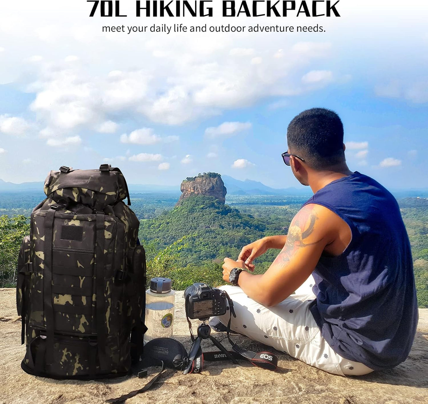 Hiking Backpack for Men 70L/100L Camping Backpack Military Rucksack Molle 3 Days Assault Pack for Climbing