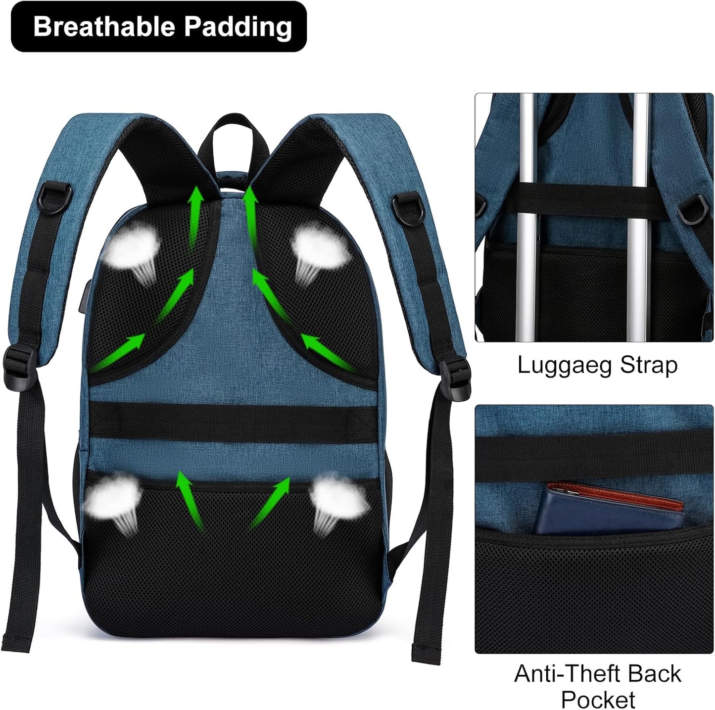 Backpack for Boys Men, School Backpack for Teens Girls, Lightweight Casual High School Bookbag, Daily-use Travel Laptop Backpack with USB Charging Port Fits 15.6 Inch Notebook