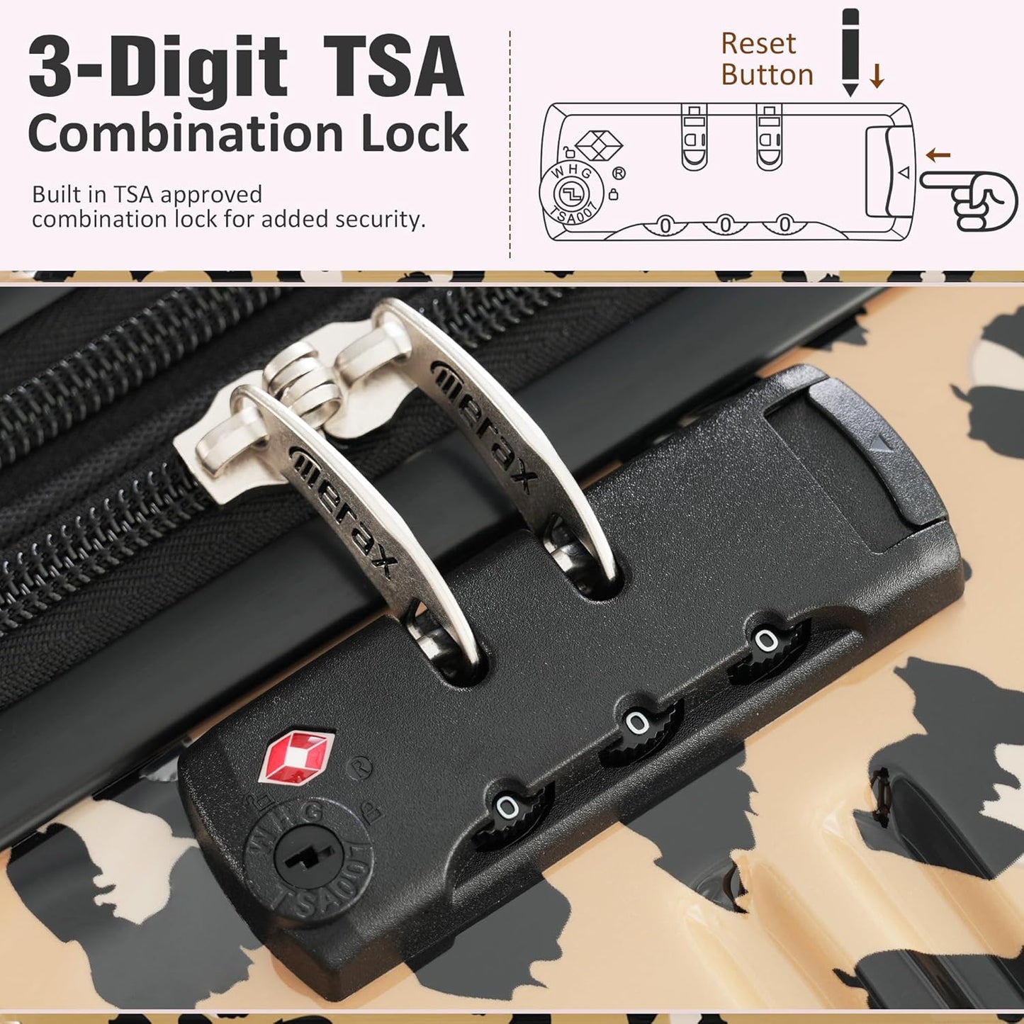 Merax Luggage Sets 3 Piece, Hardside Expandable Suitcase Set with Spinner Wheels, Lightweight Leopard Luggage 20+24+28 IN,Leopard Brown