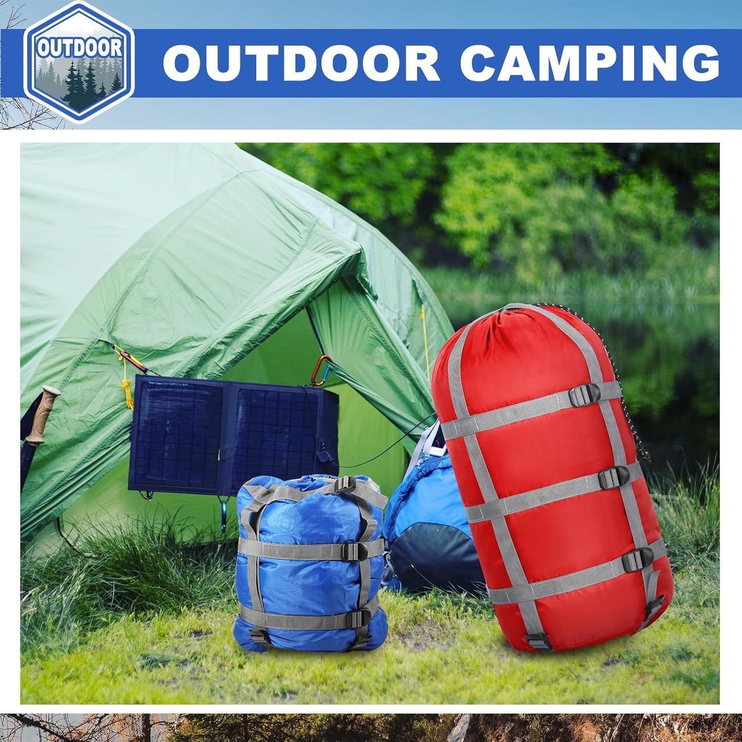 5 Pack Compression Stuff Sack 5 Assorted Size Sleeping Bag Stuff Sack Ultralight Sleeping Bag Cover Space Saving Gear for Travel Outdoor Camping Hiking Backpacking