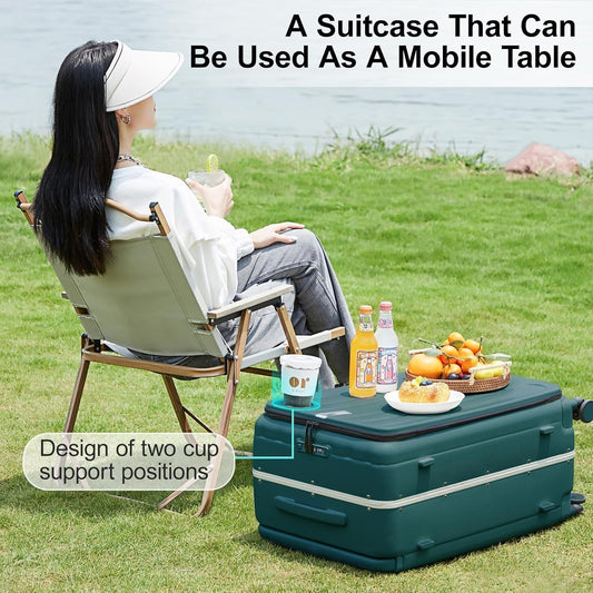 Hanke Multifunctional 26 Inch Hard Shell Suitcases with Wheels Travel Approved Luggage Large Rolling Suitcase Checked Luggage for Women Men(Blackish Green)