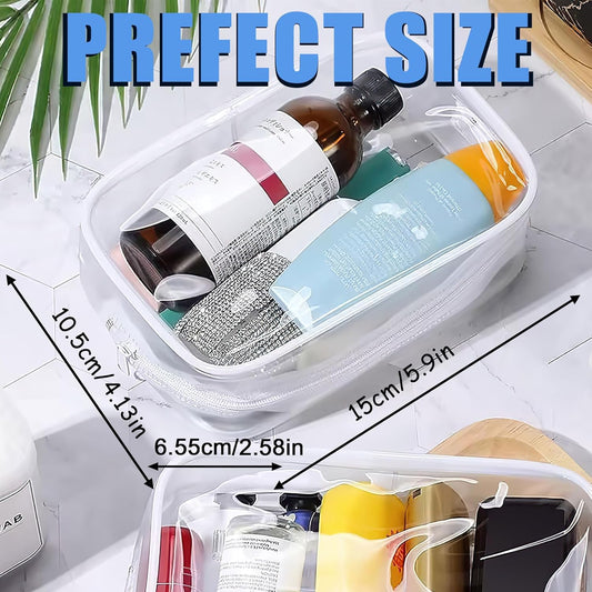 12 Pieces Clear Cosmetic Bag, PVC Waterproof Makeup Bags with Zipper, TSA Approved Toiletry Bag for Travel, Transparent Pouches Organizer Storage for Men and Women (White, Small)
