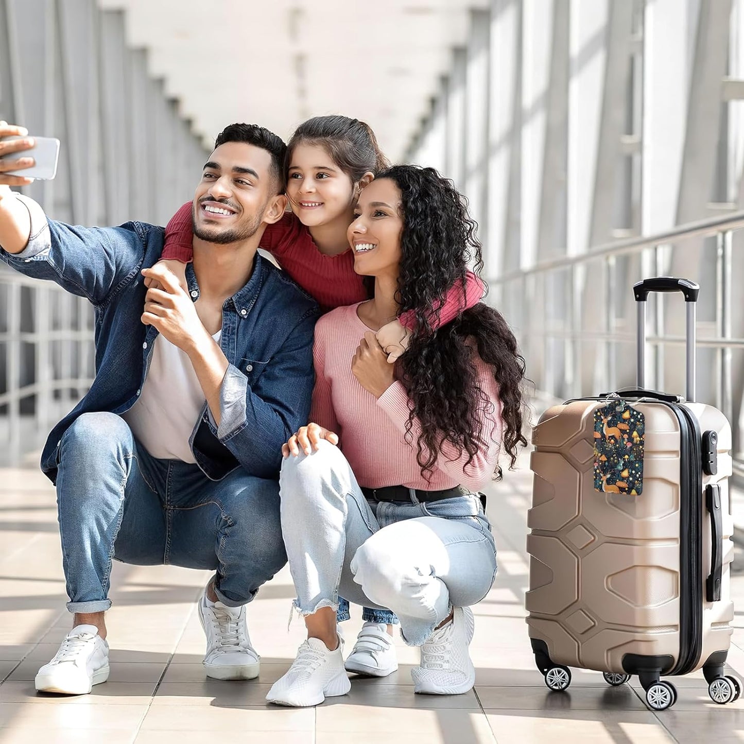 2 Pack Mushrooms Luggage Tag for Suitcases Deer Forest Animal PU Leather Bag Travel Suitcase ID Identifier Baggage Tags for Women Men Travel