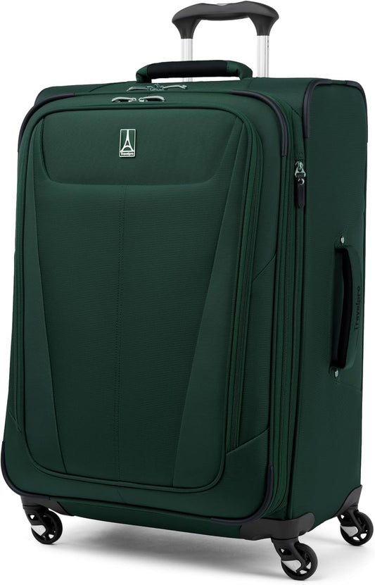 Travelpro Maxlite 5 Softside Expandable Checked Luggage with Spinner Wheels, Lightweight, 25-Inch — Forest Green