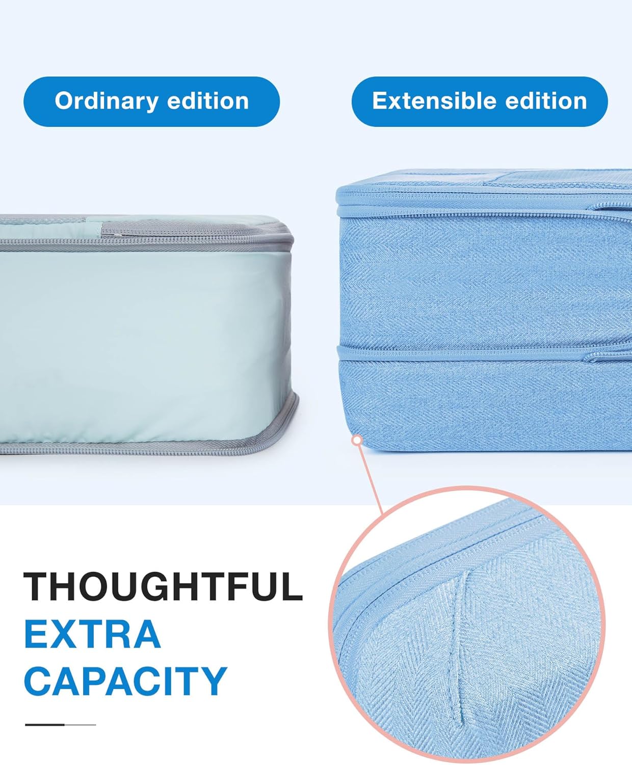 BAGSMART Compression Packing Cubes for Travel, 6 Set Packing Cubes for Carry on Suitcases, Compression Travel Cubes & Suitcase Organizer for Packing with Shoe Bag Sky Blue