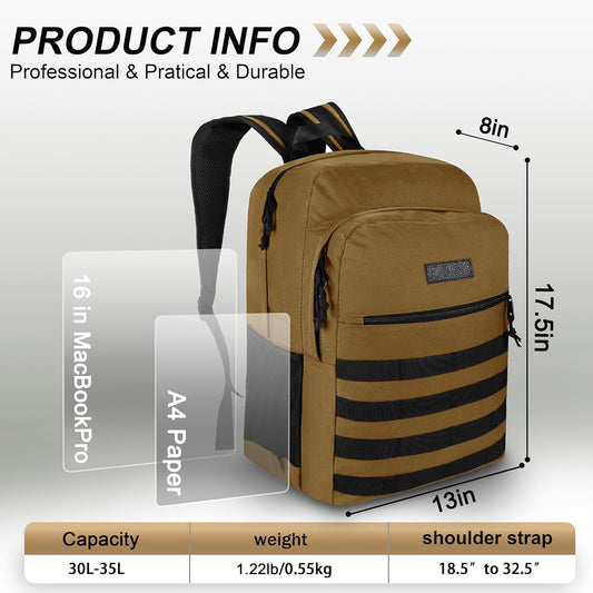 Wrangler Tradesman Backpack, Water Resistant Casual Daypack for Travel Work School, Unisex Laptop Backpack with Notebook Sleeve