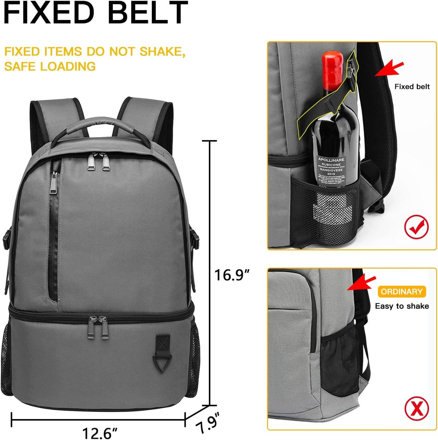 TUGUAN Insulated Cooler Backpack 38 Cans Double Deck Leakproof Lightweight Soft Lunch Backpack Small Cooler Bag Beach Picnic