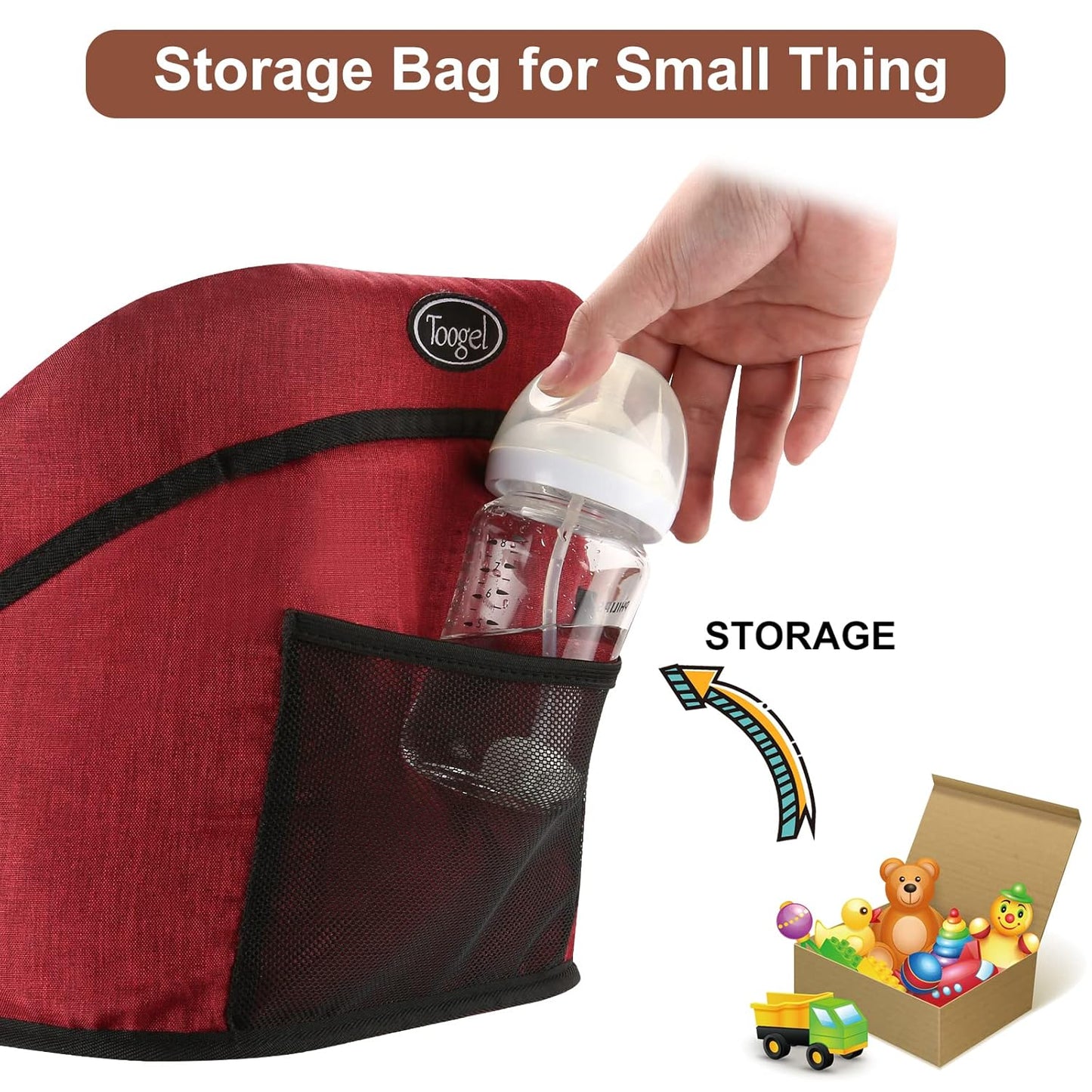 Hook-On High Chair with Removable Dining Tray, Folding Portable Clip-On Table, Baby Chair with Storage Bag for Indoor/Outdoor (Red)