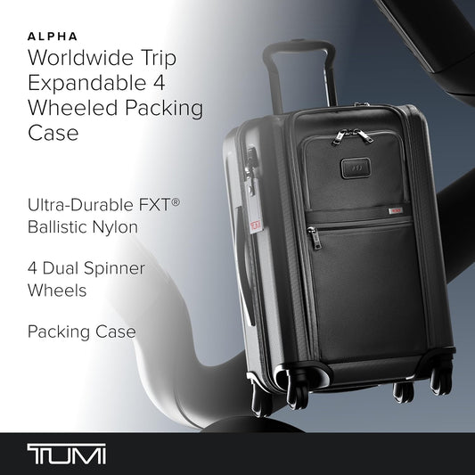 TUMI - Alpha Worldwide Trip Expandable 4-Wheeled Packing Case - Extra Large Design with Zip Expansion Checked Bag - Black