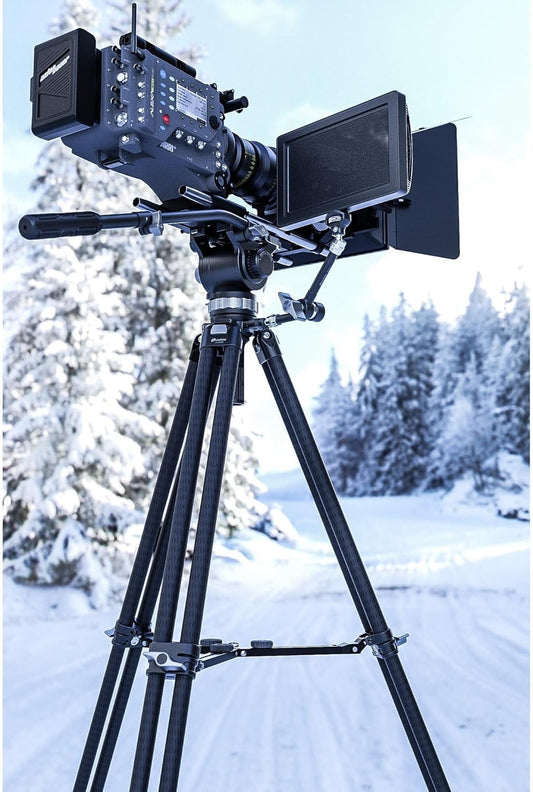 Leofoto LVC-253C+BV-20 Video Tripod, Twin Leg, Integrated Bowl, Leveling Base with Handle, 3 Leg Sections, Fluid Head Set, Lever Release Clamp