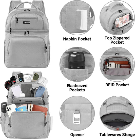 Insulated Cooler Backpack,Double Deck Leakproof Cooler Bag,Insulated Backpack Cooler Lunch Backpack for Men Women