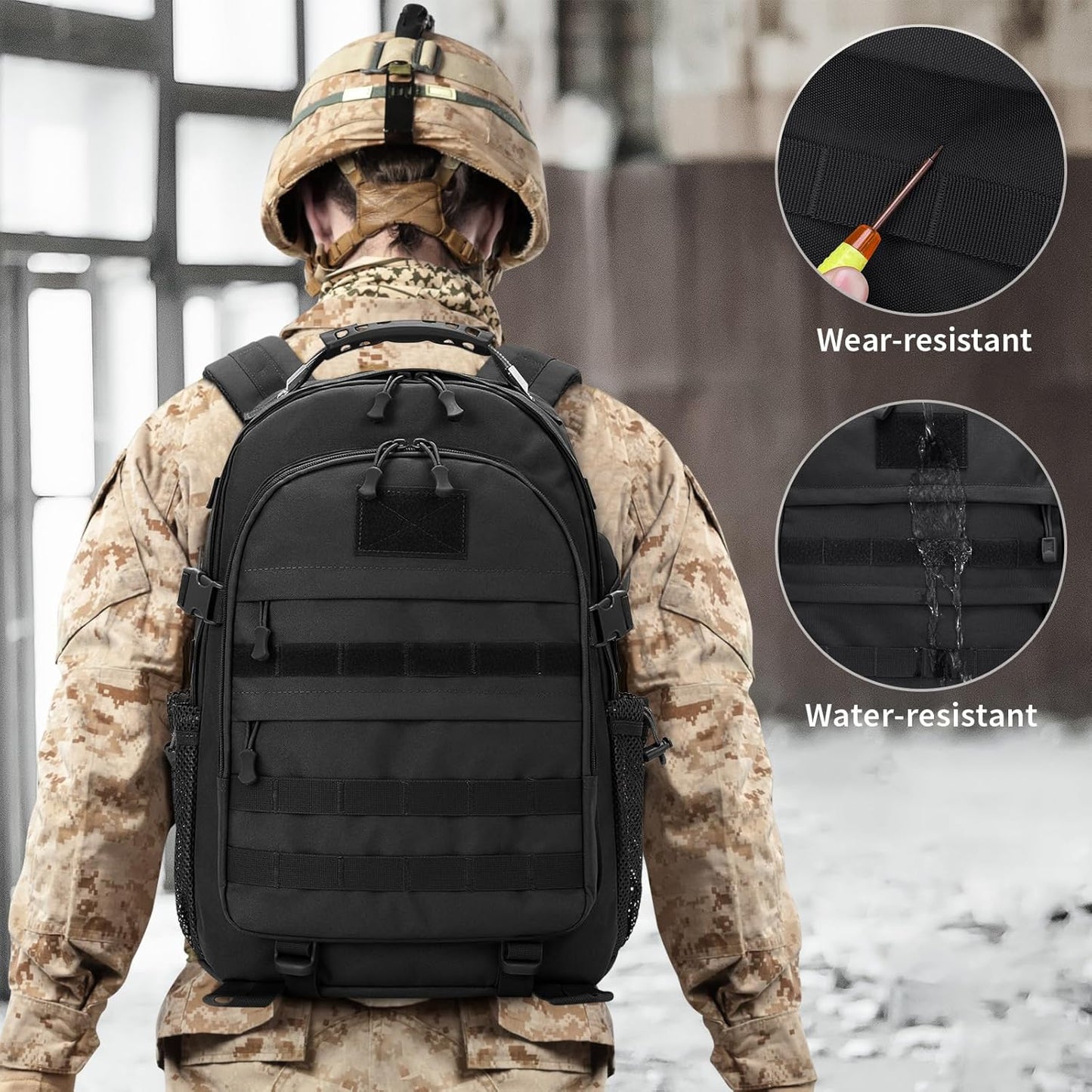 HUNTVP Military Tactical Backpack 40L Large Army 3 Day Assault Pack Molle Bag Backpacks WR Hunting Rucksack Assault Pack