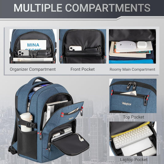 40L Expandable Laptop Backpack, Anti-thief Travel Backpack with USB Charging Port, Airline Approved Business Waterproof Carry on Luggage, Fits 15.6" Laptop for Men Women