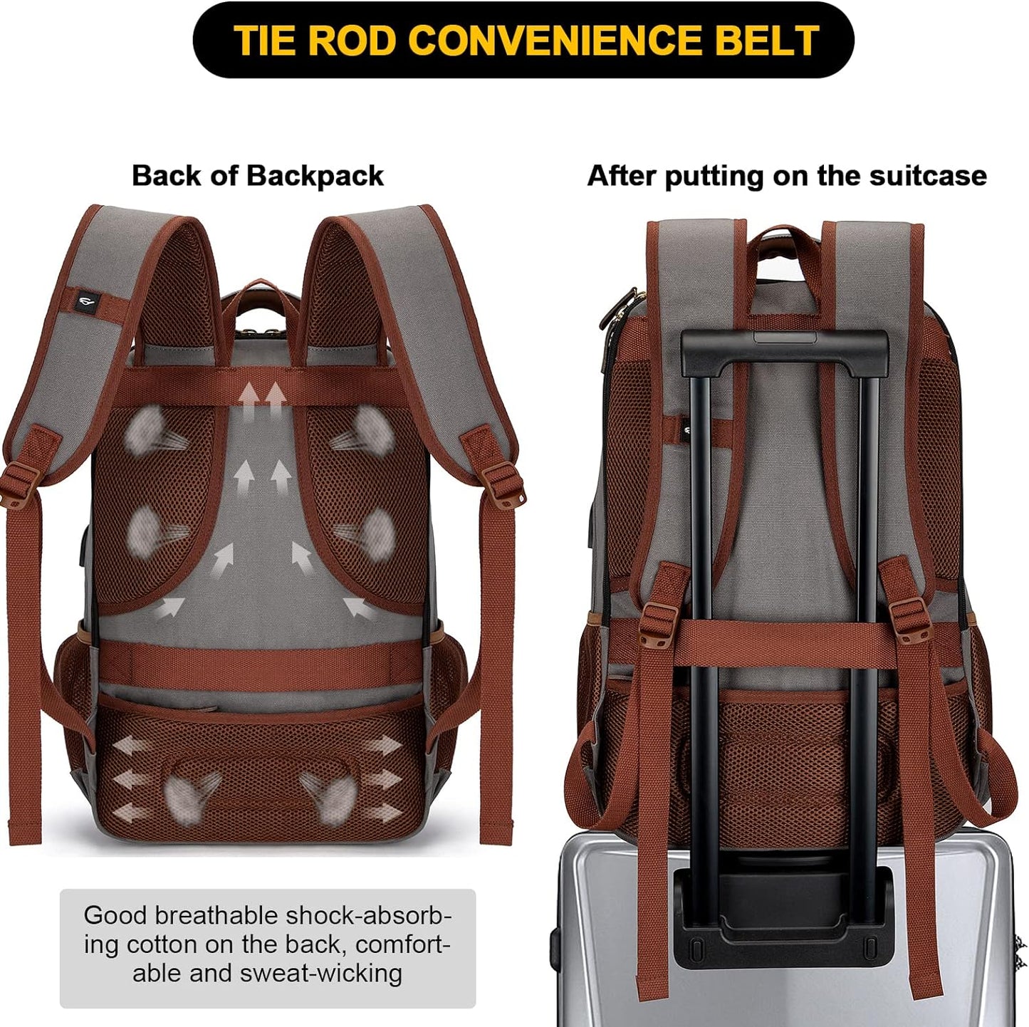 Tzowla Canvas Laptop Backpack, Bag for Men Women,Travel Work Rucksack Fits 15.6 Inch Laptop, Bookbag with USB Charging Port