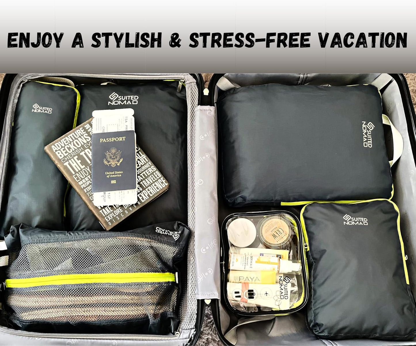 6 Set/3 Set Ultralight Compression Packing Cubes, Suitcase and Backpack Travel Organizer Bags