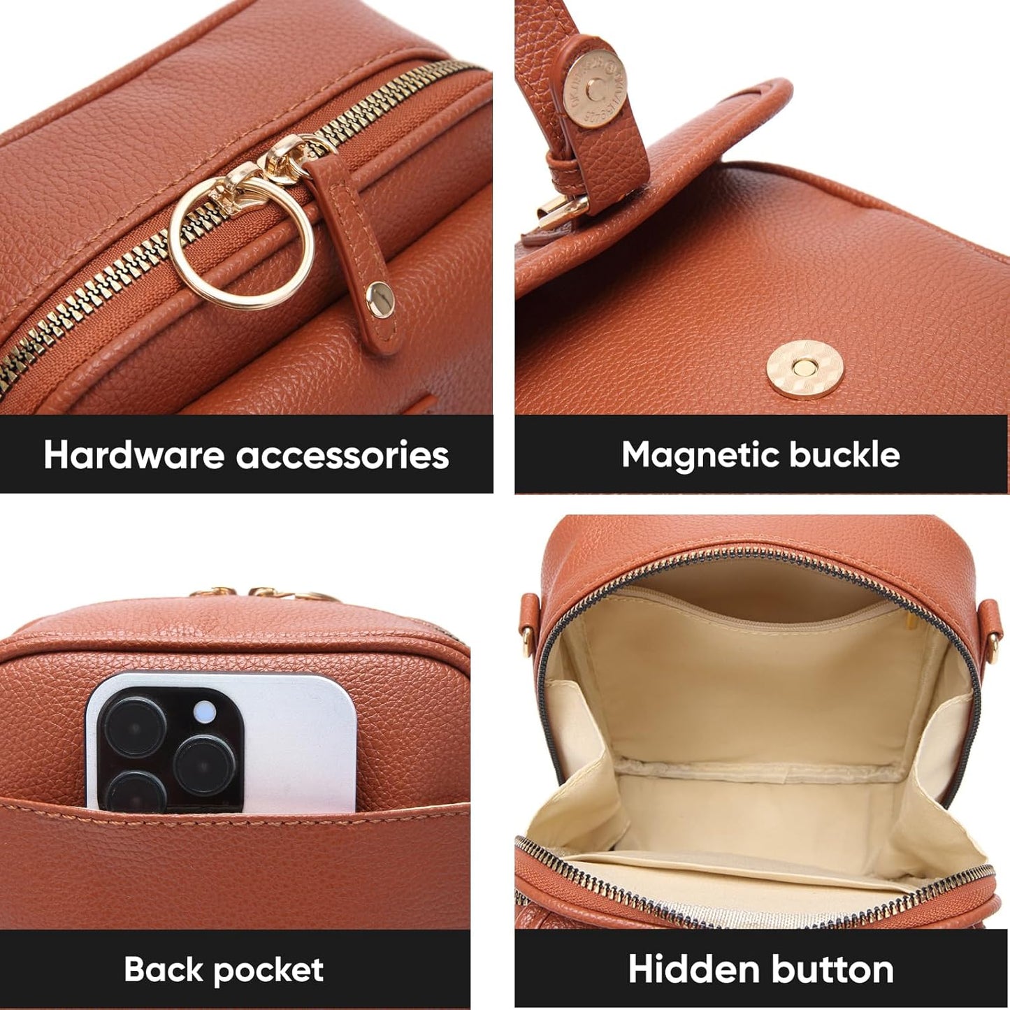 1060 Leather Crossbody Bags for Women Anti-Theft Vegan Purse with Card Slots, Travel Shoulder Bag, Waterproof Crossbody Purse