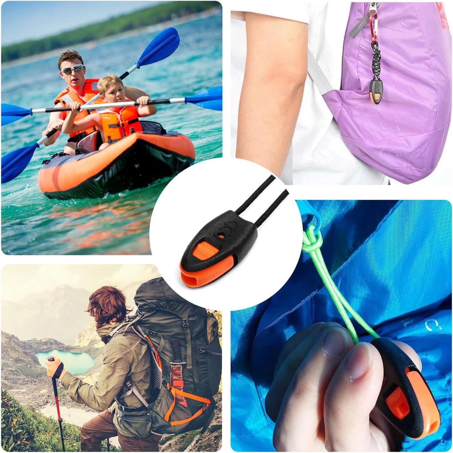 5 Pack Zipper Pull Whistles, Loud Emergency Survival Whistle for Kayak Canoe Fishing Lanyard Zipper Pull Cord Ends Lock Paracord Knife Outdoor Camp Hike Travel Kits