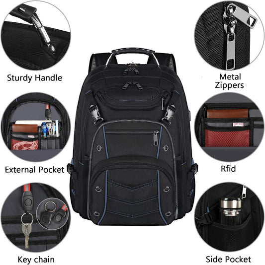 18.4 Laptop Backpack for unisex, 55L Extra Large Gaming Laptops Backpack with USB Charger Port,TSA Friendly Flight Approved and RFID Anti-Theft Pocket
