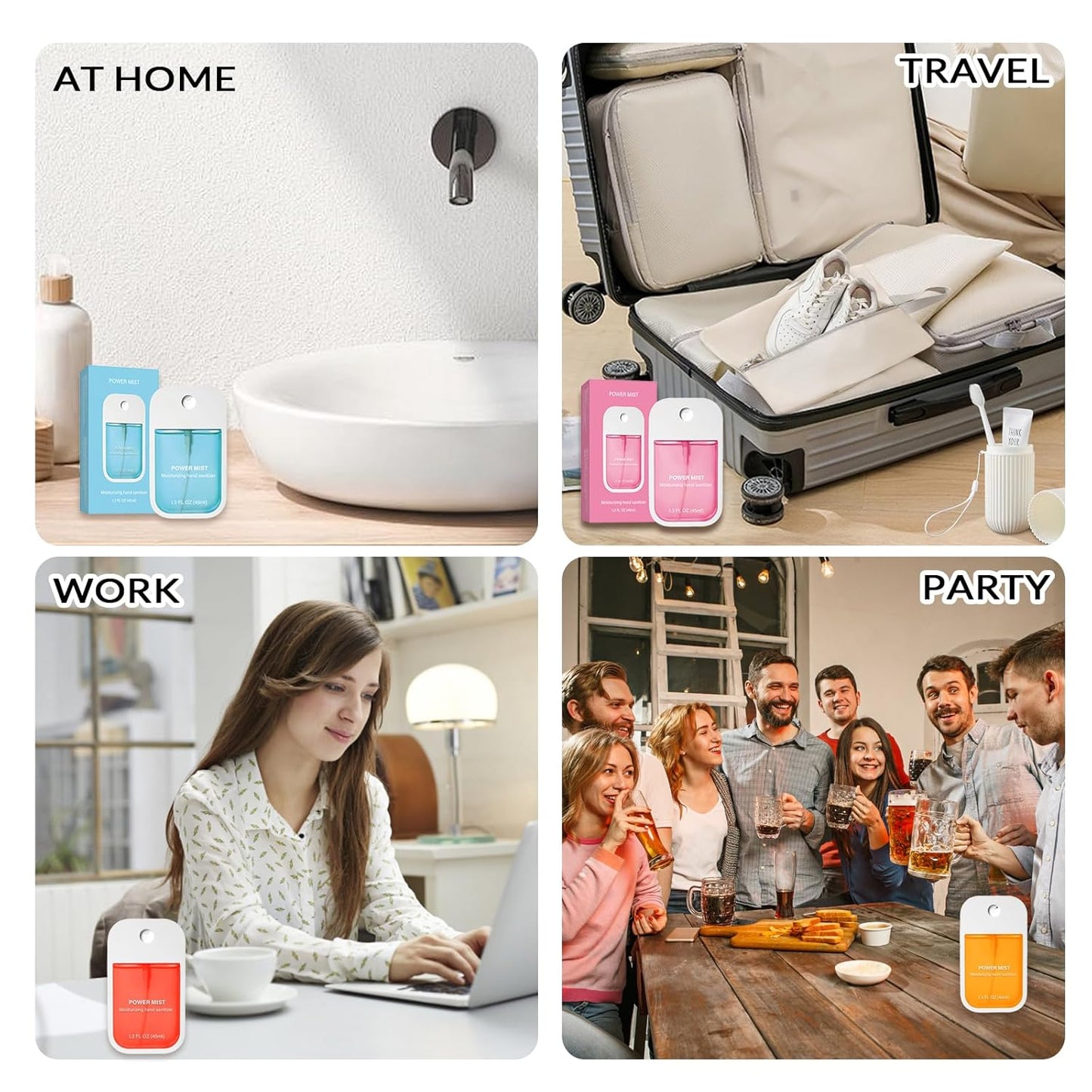 Power Mist Hydrating Hand Sanitizer Spray, Portable Travel-Size Hand Sanitizer Spray, 500-Sprays Each,Suitable for Both Adults and Children (3PCS)
