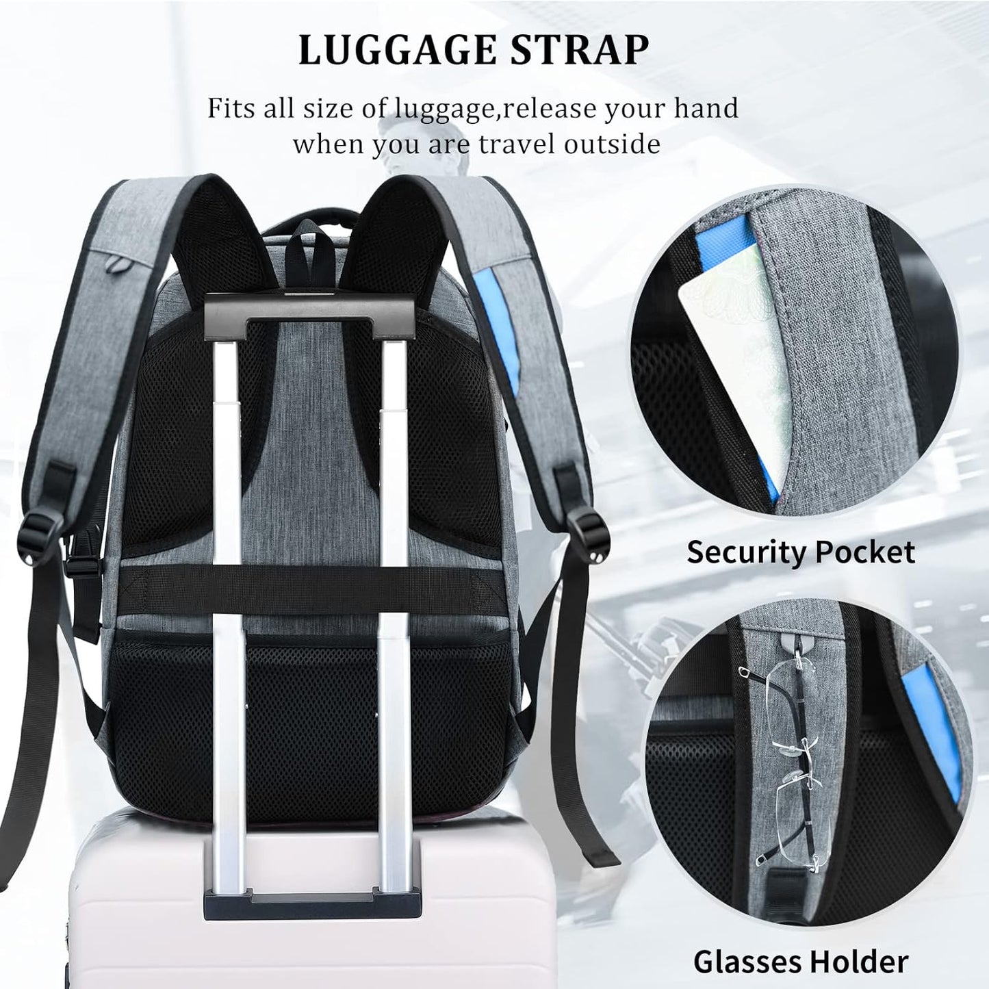 DUSLANG Travel Work Laptop Backpack With USB Charging Port Fits 15.6 15 14 13 Inch Laptop and Notebook Business Anti Theft College Computer Bag Back Pack for Women Men - Dark grey