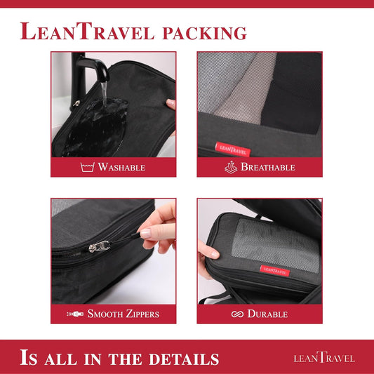 Compression Packing Cubes for Travel Organizers with Double Zipper, LeanTravel