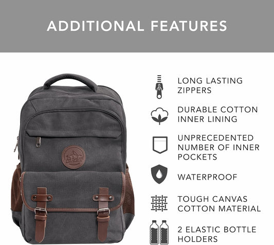 Ama Dablam Premium Original Canvas Backpack/ 17”Laptop/XL-30L/ Many Pockets | Strong Zippers | Thick Cotton | College Travel