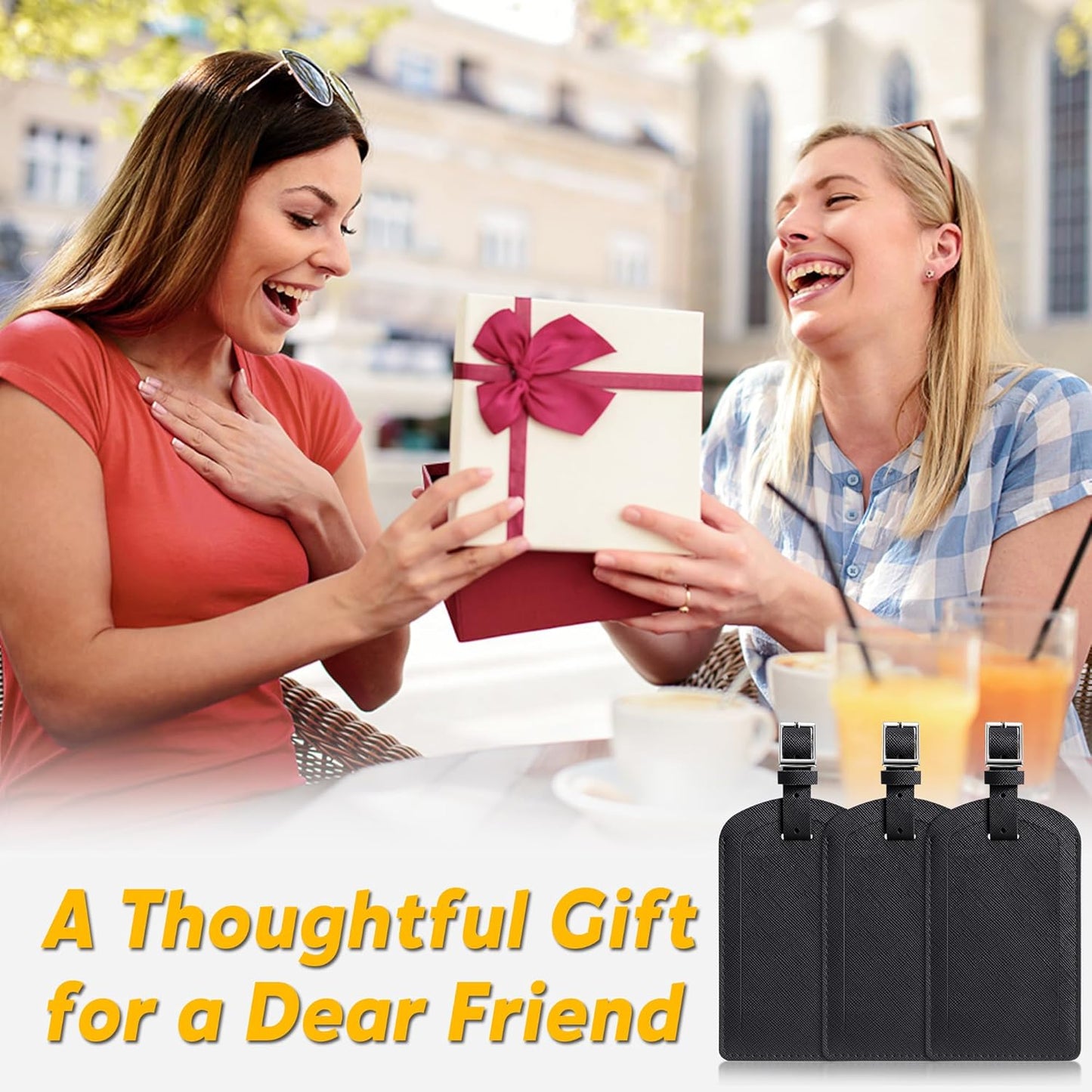 3 Pack Luggage Tags for Suitcases, TSA Approved Bag Tags, Baggage Tags with Privacy Protection, Travel Essentials Luggage Accessories, Black