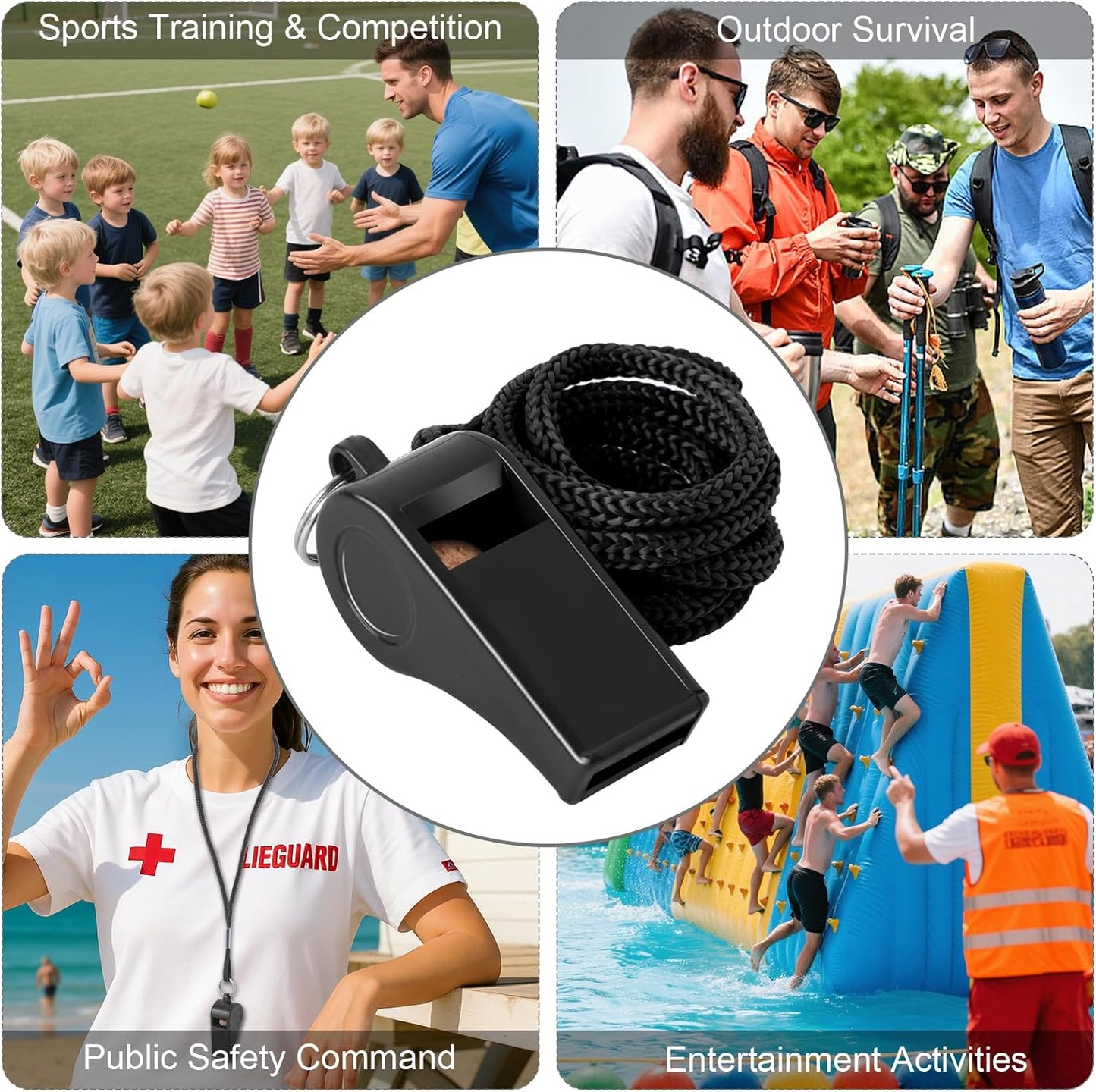 8-Pack Colorful Plastic Whistles with Lanyards - 120dB Loud Sports Whistles for Coaches, Teachers, Emergency Kits & Events