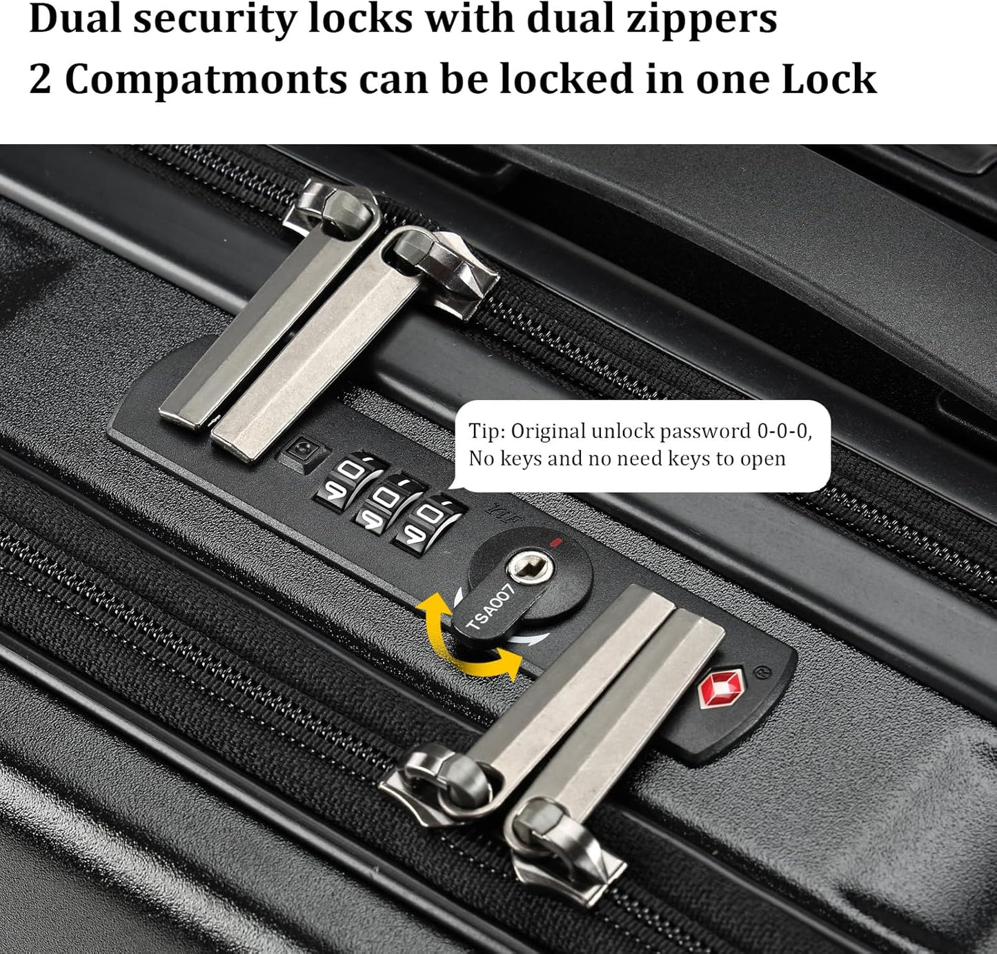 16 Inch Carry On Luggage with 2 Compartments for 14” & 15” Laptop, 16.14*8*17.12” Rolling Briefcase, Lightweight Hardshell ABS+PC Suitcase with Spinner Silent Wheels, for Business Trip, Black