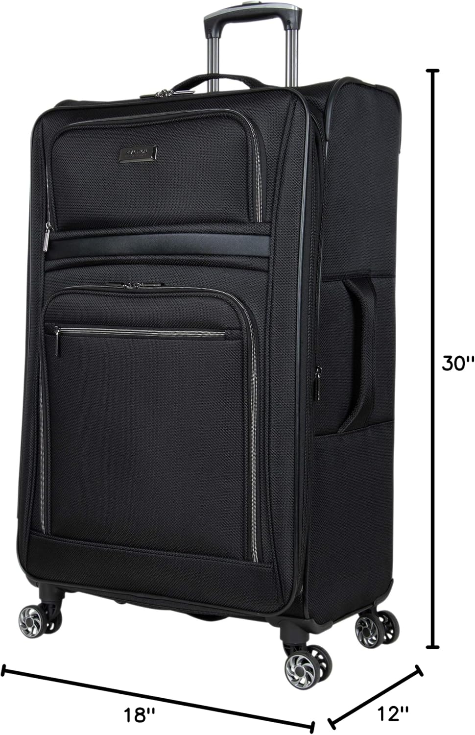 Kenneth Cole REACTION Rugged Roamer Lightweight Softside Expandable 8-Wheel Spinner Luggage, Black, 28-Inch Checked