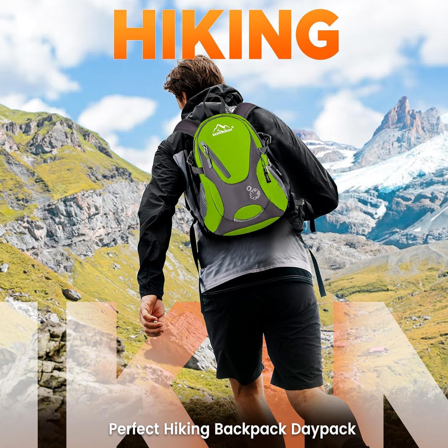 sunhiker Cycling Hiking Backpack Water Resistant Travel Backpack Lightweight SMALL Daypack M0714 (Green)