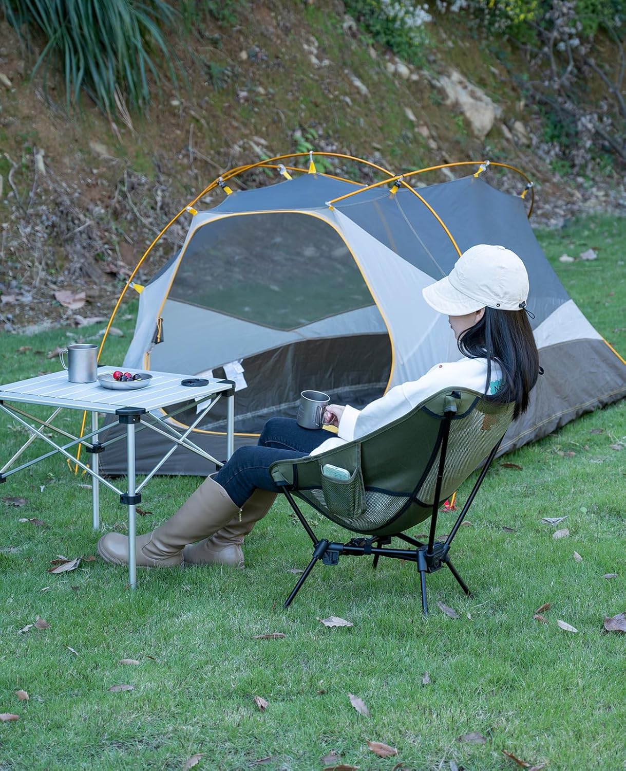 iClimb Ultralight Compact Camping Folding Beach Chair with Anti-Sinking Large Feet