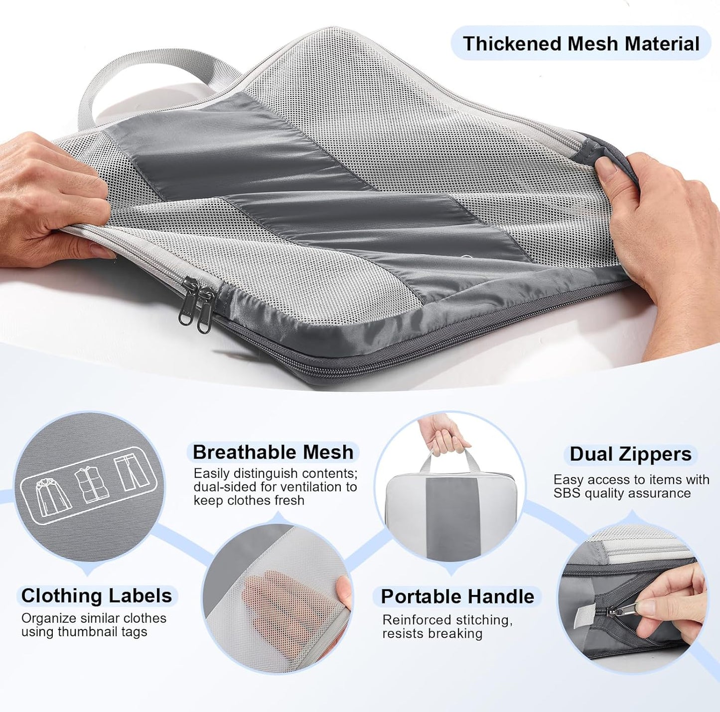 8 Set Compression Packing Cubes for Travel Essentials,Compressible Expandable Packing Cubes for Suitcase,OlarHike Luggage Organizer Bags for Travel,Handy Helper for Organizing Clothes(Gray)