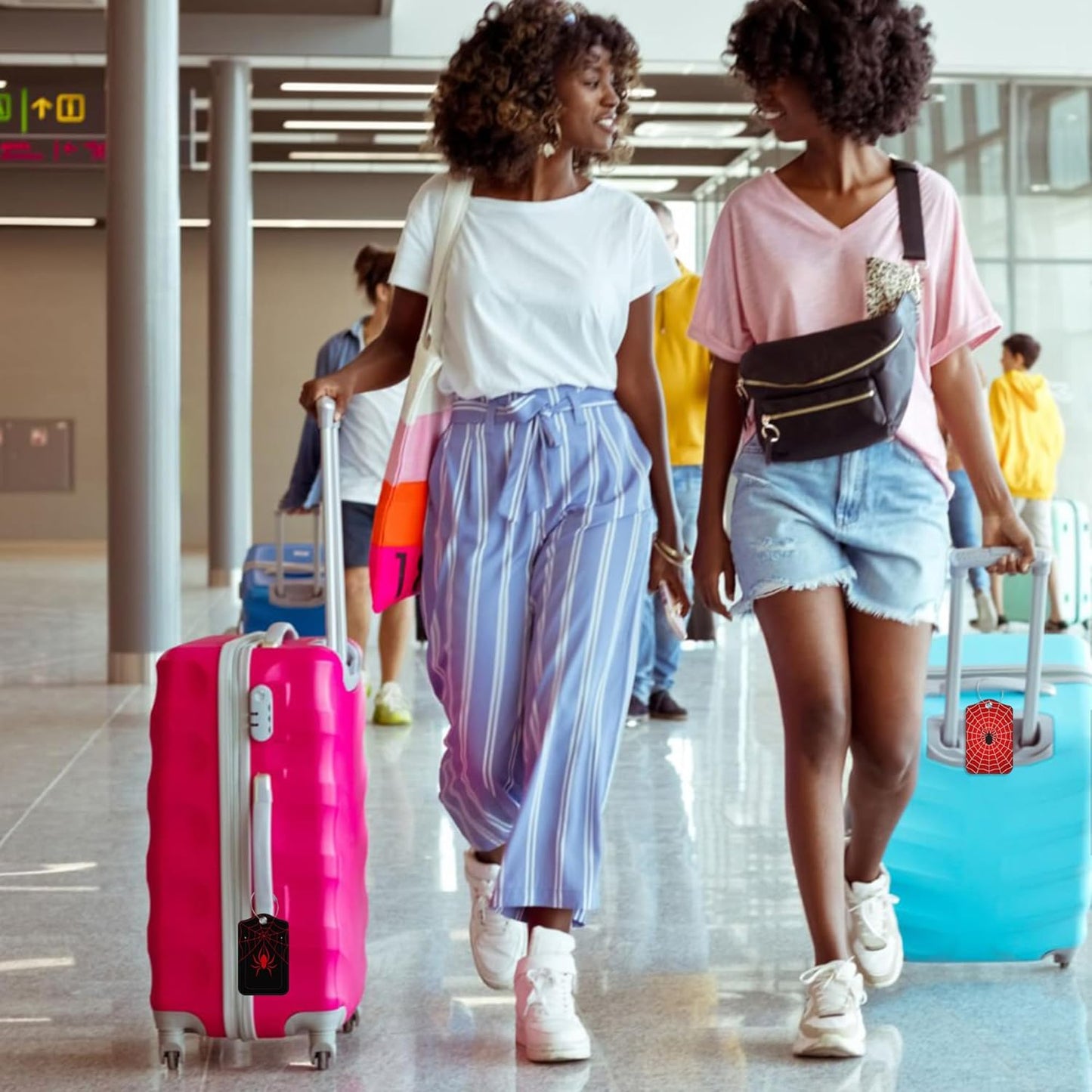 2 PCS Leather Luggage Tags for Suitcase Spider and Spider Web Travel Luggage Tag with Privacy Flap Name ID Label and Metal Loop for Travel Bag Suitcase