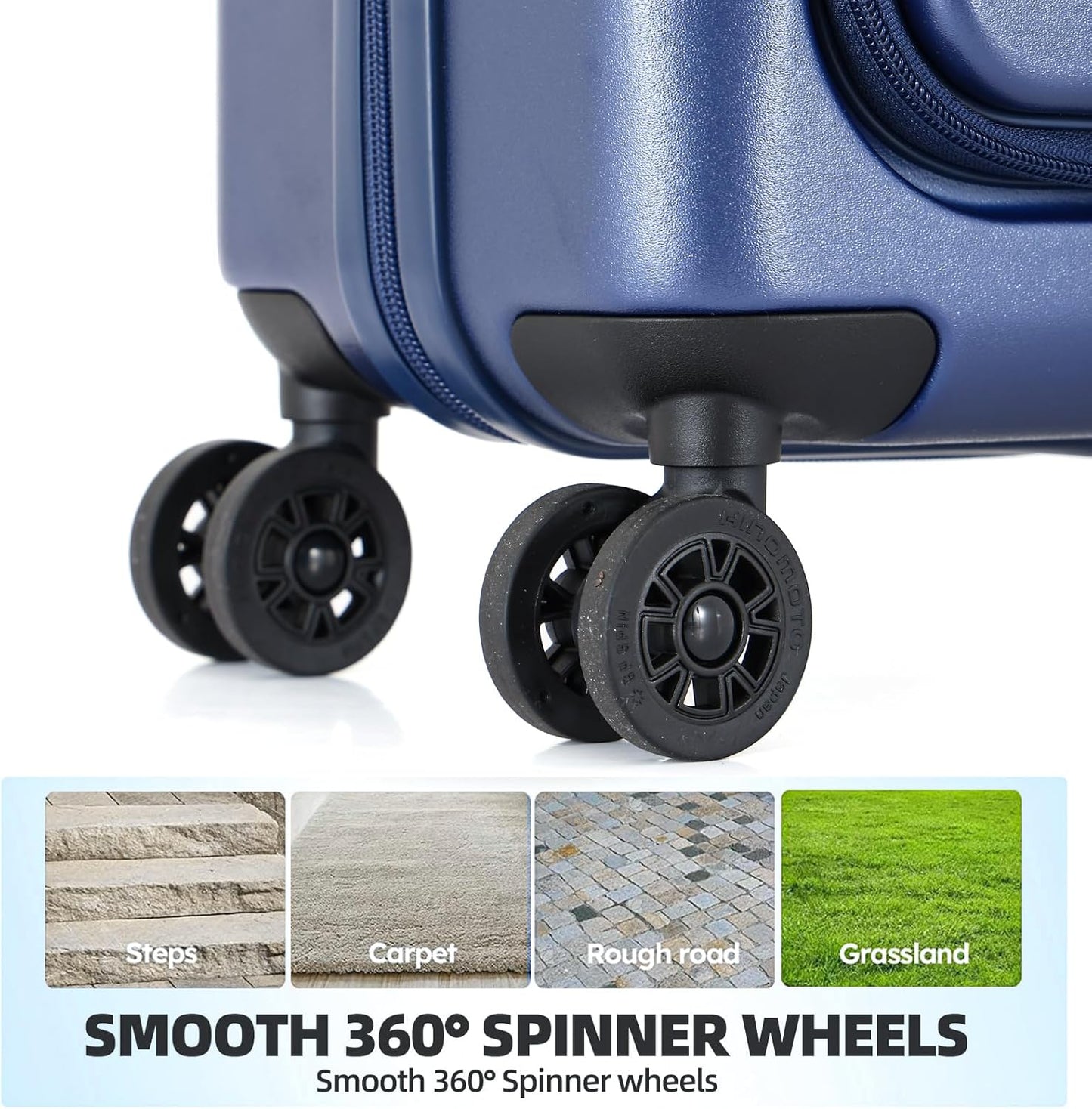 Carry On Luggage, 20Inch & 29 Inch Top Opening Airline Approved ABS+PC Hard Shell Suitcases with Silent Wheels, TSA Lock,Front Pocket and Wet-dry Separated Six-piece Set (Dark Blue, 20Inch & 29 Inch)