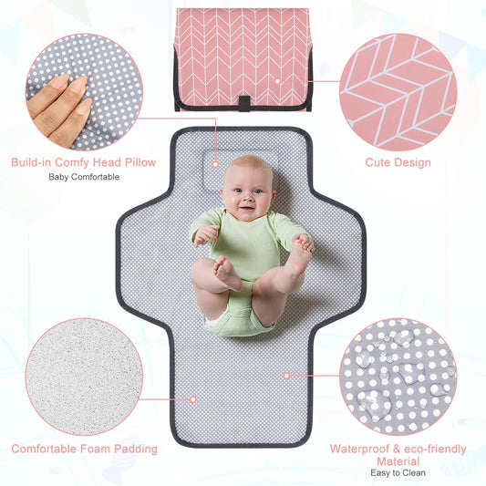 Accmor Portable Diaper Changing Pad, Waterproof Baby Changing Mat, Foldable Travel Diaper Changing Pads for Baby, Baby Essentials Shower Registry Gifts