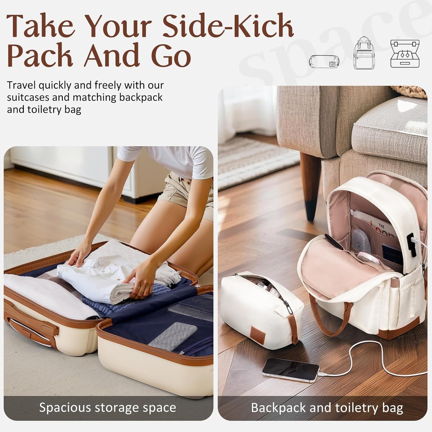 Coolife Luggage Sets Suitcase Set 3 Piece Luggage Set Carry On Hardside Luggage with TSA Lock Spinner Wheels (Black, 3 piece set (BP/TB/20))