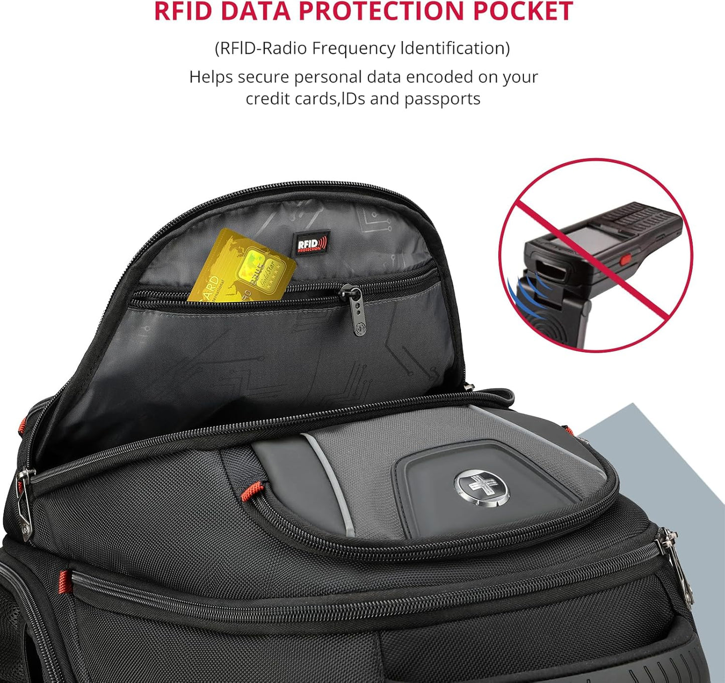 Swissdigital Design Men's Laptop Backpack for Man,Large Capacity Business Travel Backpack Black/Grey