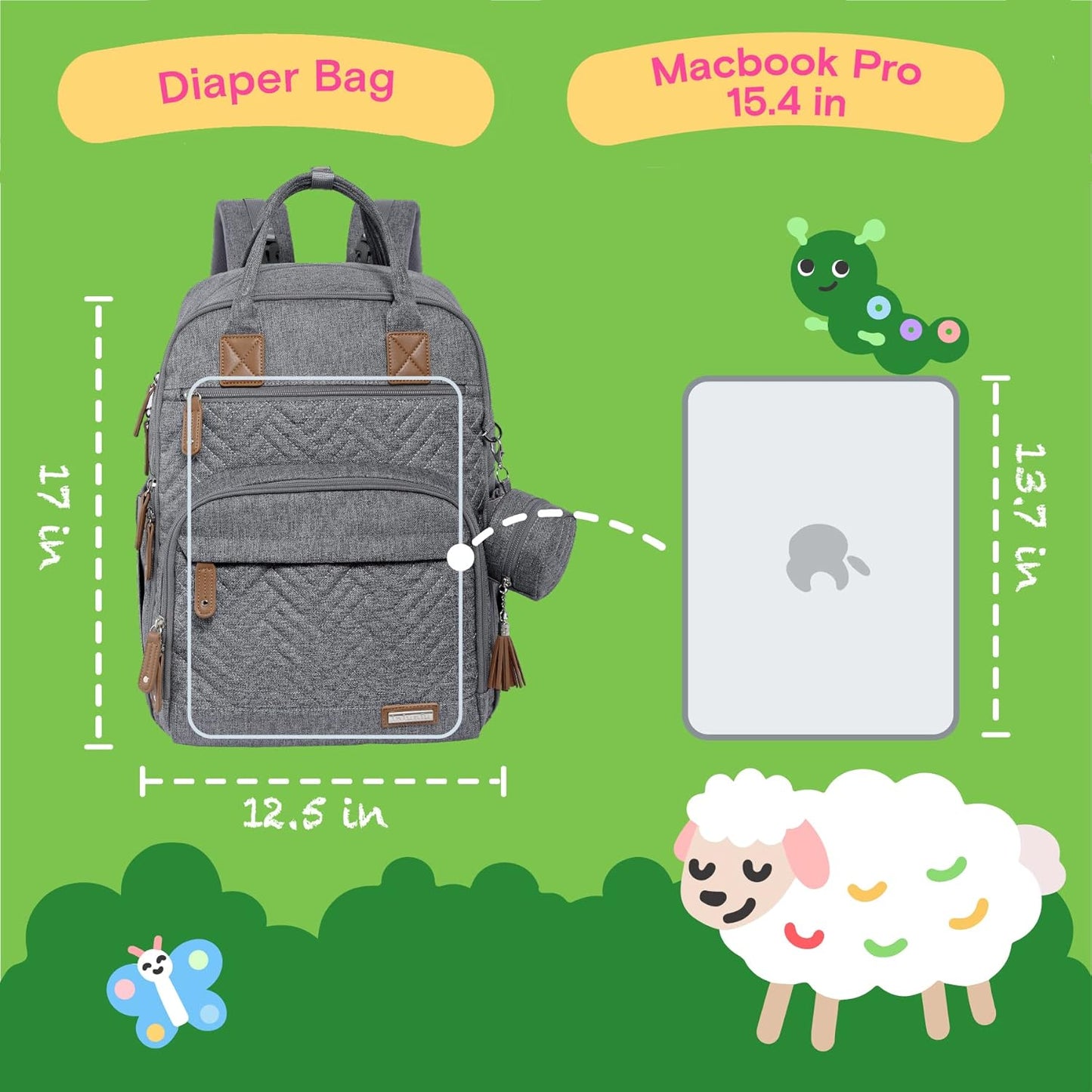 iniuniu Diaper Bag Backpack, 4 in 1 kit Large Unisex Baby Bags for Boys Girls, Waterproof Travel Back Pack with Diaper Pouch