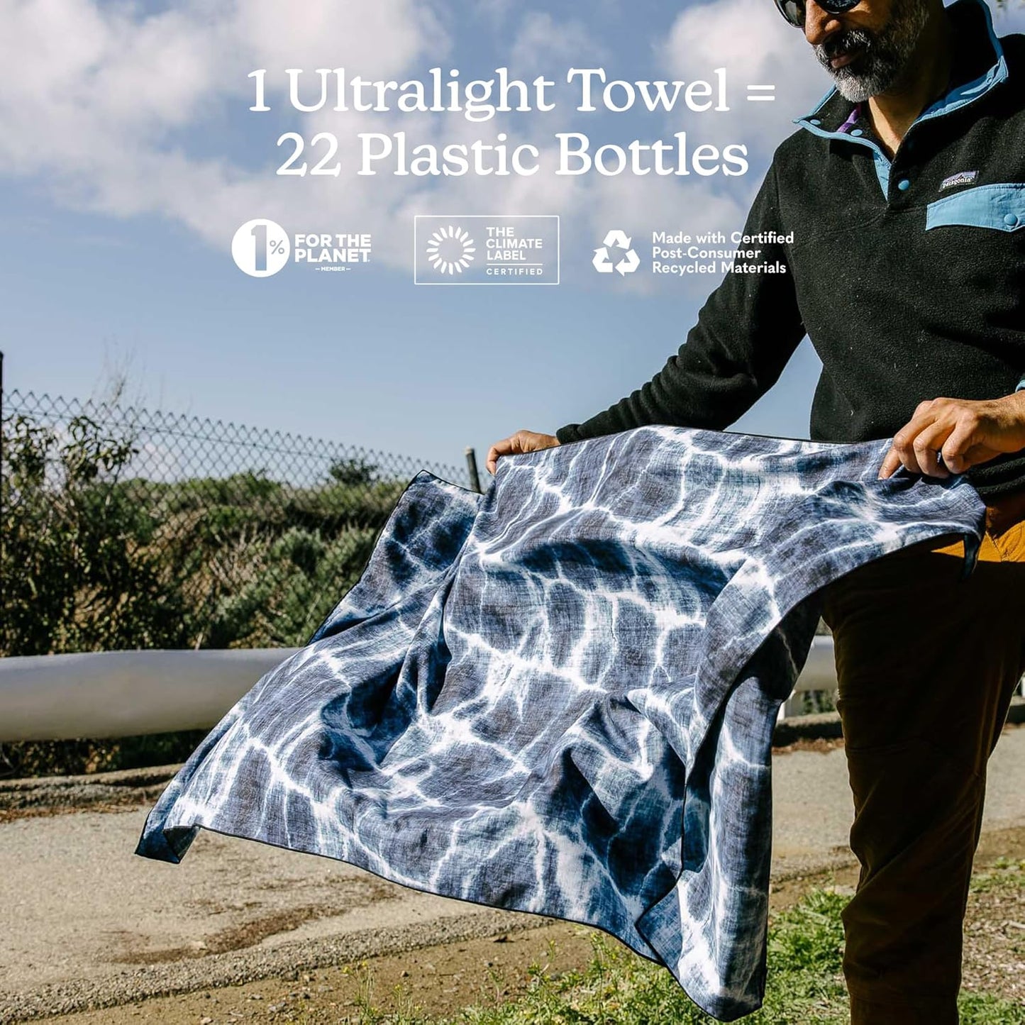 Nomadix Ultralight Towel - Quick Dry & Super Lightweight - Perfect As A Pack Towel to Save On Space - Made with Recycled Materials - Agua Blue - 30x54