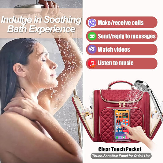 Travel Toiletry Bag for Women, Hanging Toiletry Bag, Bathroom Bag Portable Shower Caddy for College Dorm Travel Shower Bag for Women Water-Resistant Cosmetic Makeup Bag (Red)