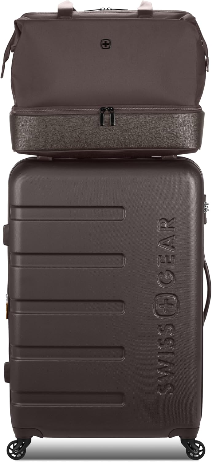 SwissGear 7366 Hardside Expandable Luggage with Spinner Wheels, Chocolate, 2-Piece Set (Weekender/27)