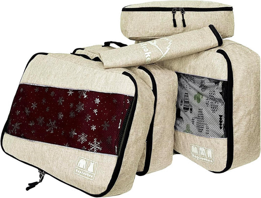 5 Set Packing Cubes for Travel Large Suitcase Luggage Organizer Bags Travel Accessories Vacation 4 Cubes 1 Laundry Pouch Bag